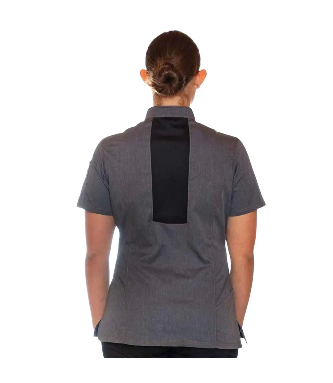 Womens/ladies Asymmetric Chef Jacket Grey Le Chef-2