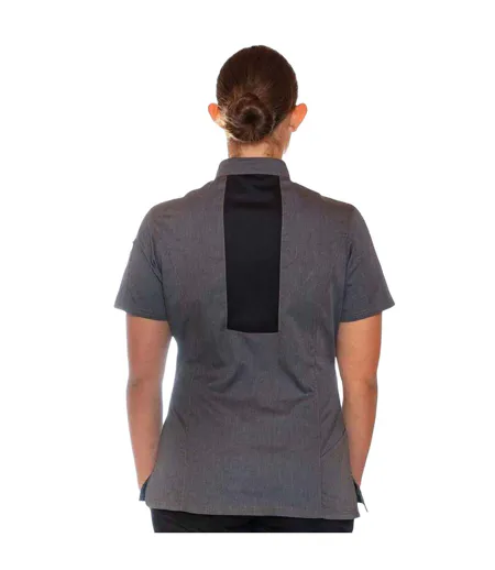 Womens/ladies Asymmetric Chef Jacket Grey Le Chef