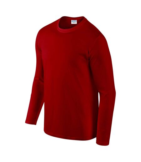 Gildan Mens Soft Style Long Sleeve T-Shirt (Red)
