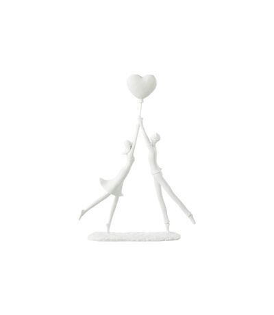 Statuette Déco Couple Debout Cœur 36cm Blanc