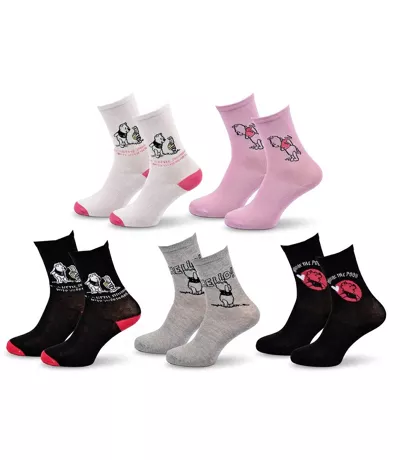 Disney – Chaussettes Femme Licence Winnie l’ourson Pack de 5 Paires