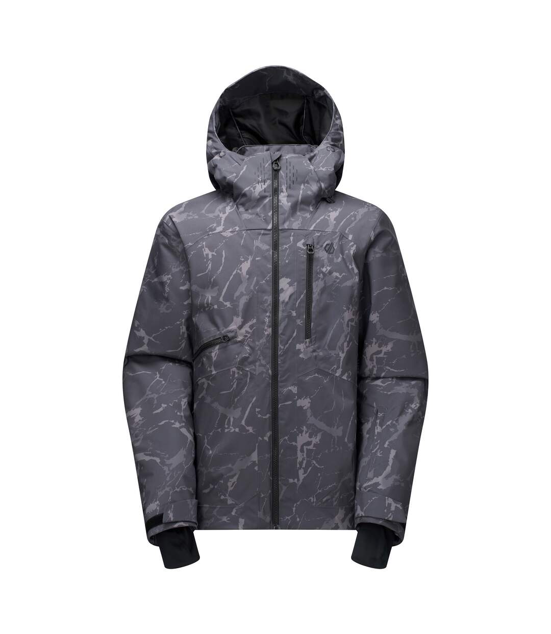 Blouson De Ski À Capuche Et Ourlets Ajustables Motif/style Effet Craquelé Baseplate Homme Gris Foncé Imprimé Dare 2B-2