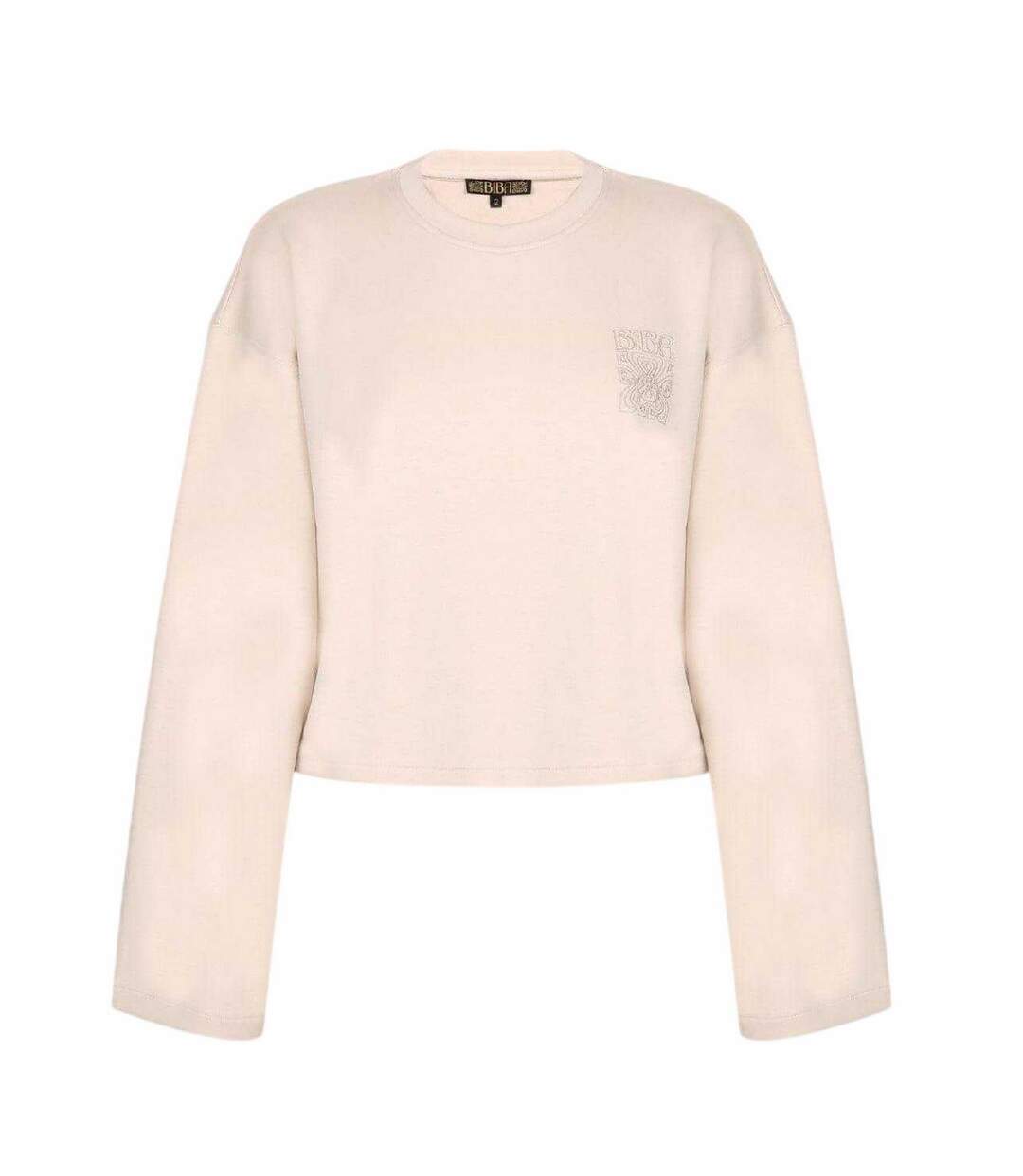 Sweat Court Motif/style Logo Brodé Femme Beige Biba-1