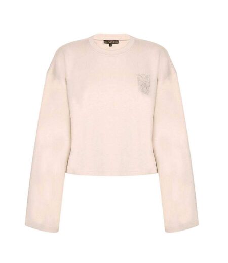 Sweat Court Motif/style Logo Brodé Femme Beige Biba
