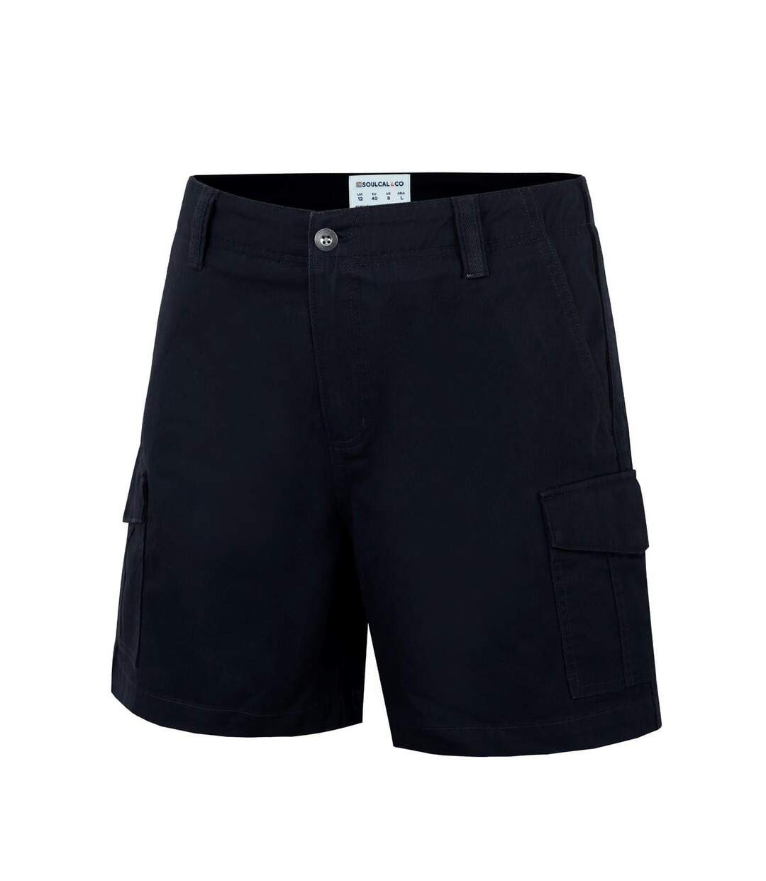 Womens/ladies Plain Cargo Shorts Black SoulCal-4