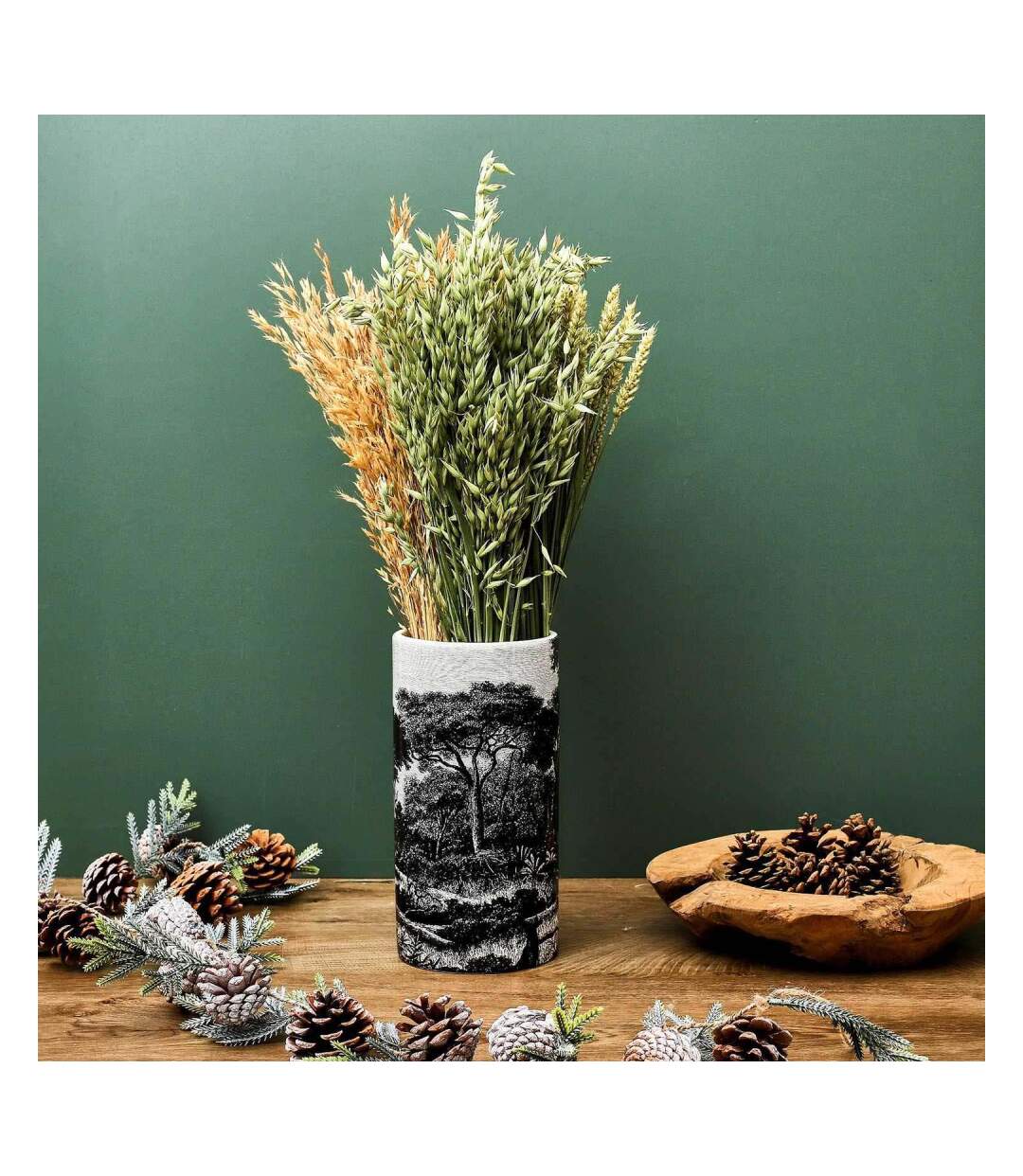 Vase en céramique imprimé 12 x 25 cm Black Forest-2