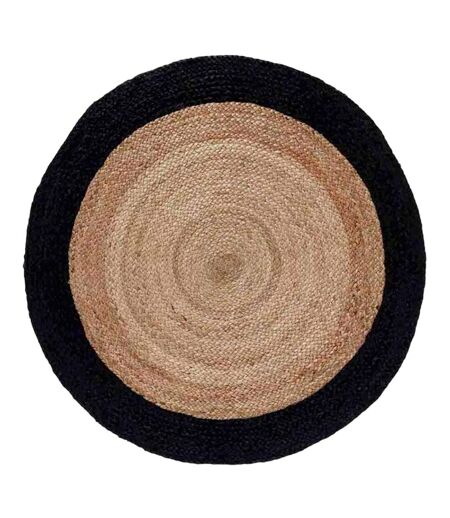 Tapis Rond Déco en Jute Salem 90cm Noir