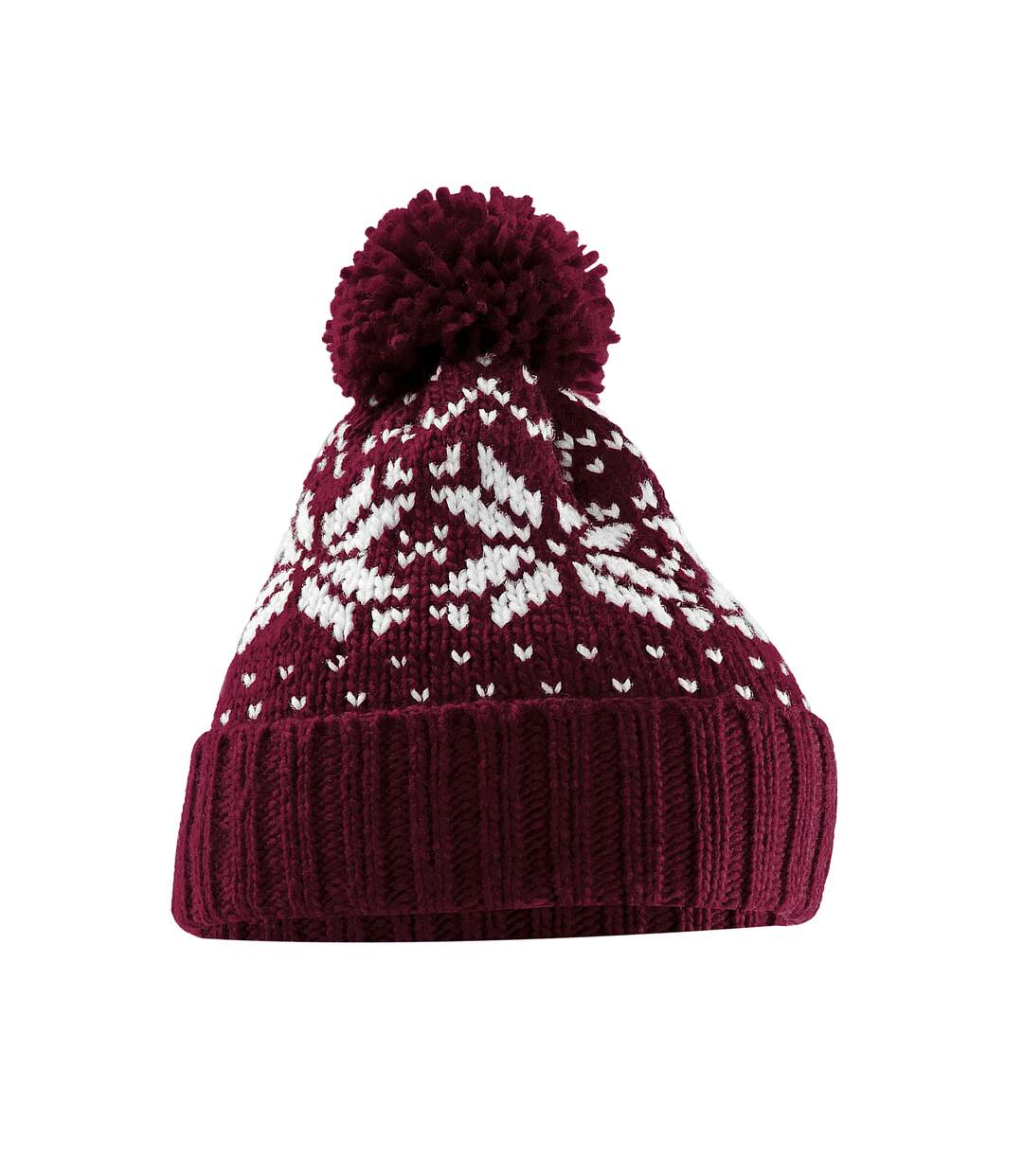 Bonnet snowstar adulte bordeaux / blanc Beechfield