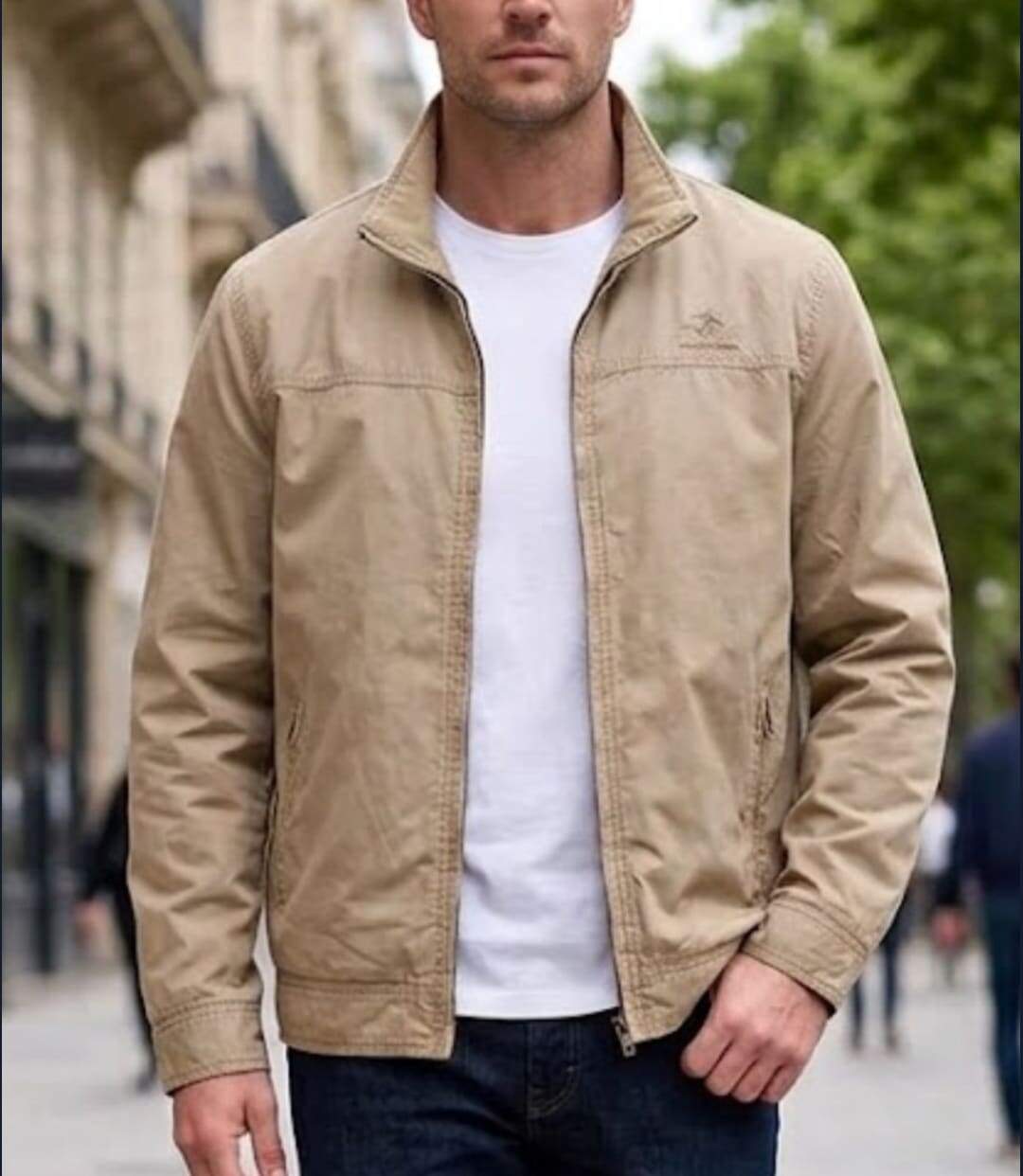 WINCHESTER BRANDON1 — Blouson zippé beige : confort naturel du pur coton et col montant-1