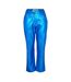 Womens/ladies Metallic Trousers Blue AmyLynn-1