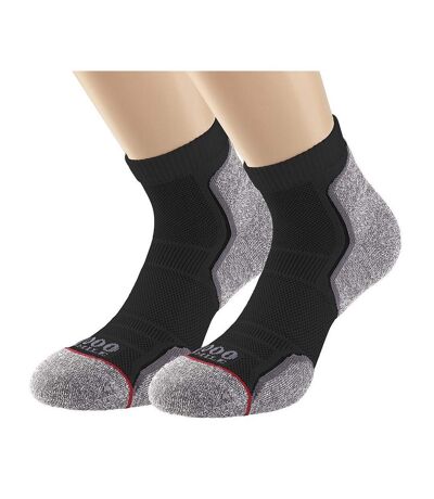 1000 Mile Mens Recycled Running Ankle Socks (Pack of 2) (Black/Gray) - UTRD2710