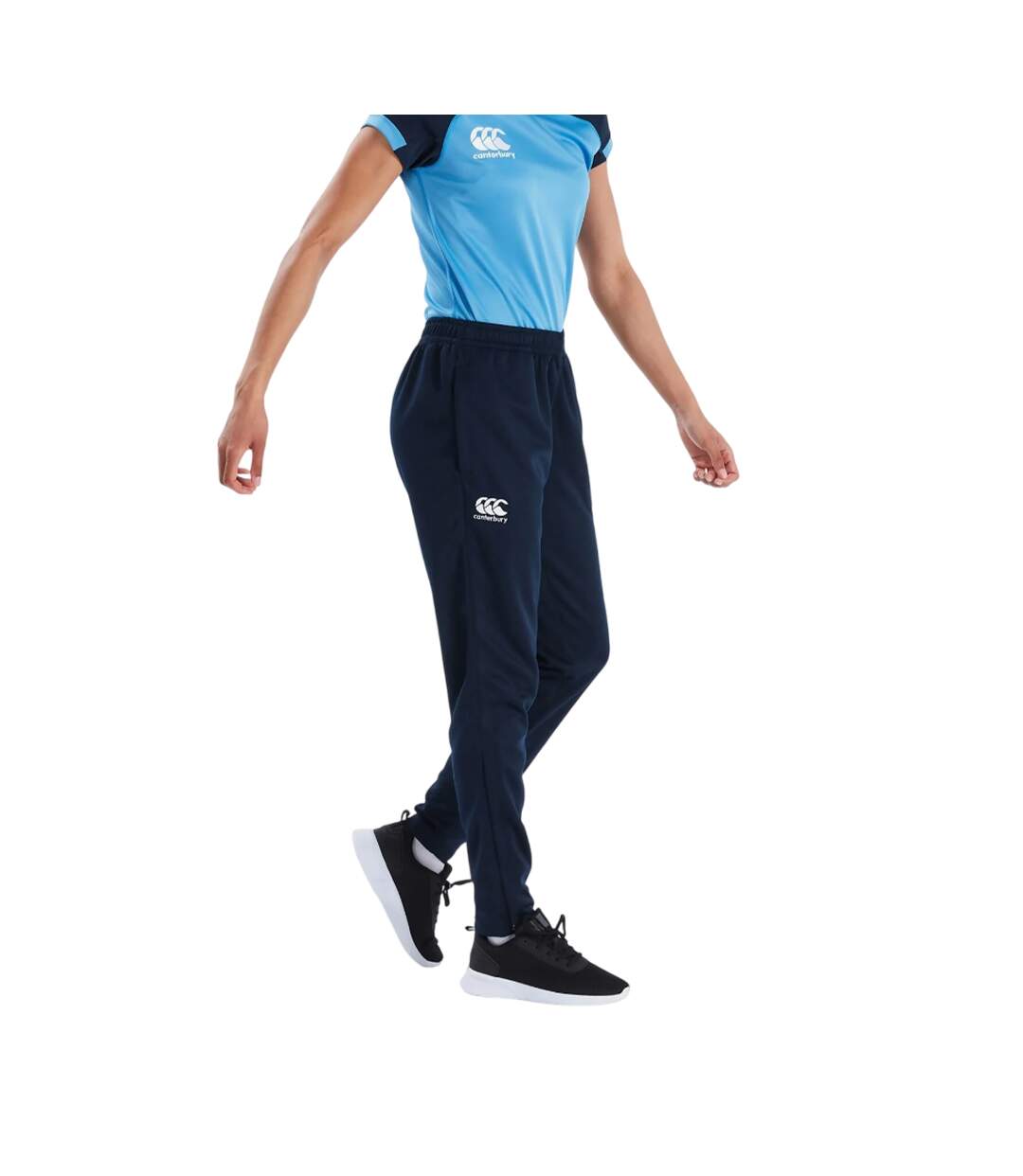 Womens/ladies Stretch Tapered Leg Jogging Bottoms Navy Canterbury-1