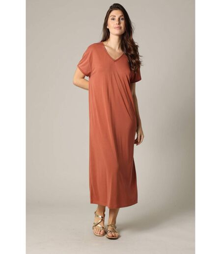 Robe fantaisie et décontractée manches courtes et col V en modal SORA