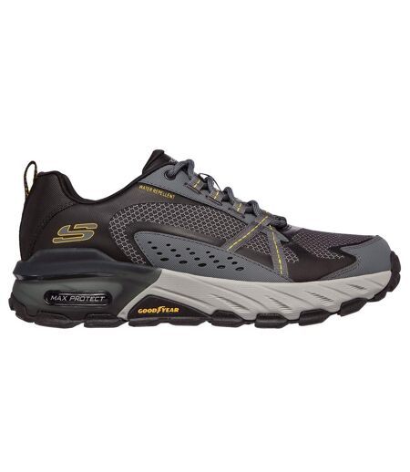 Skechers Mens Max Protect Leather Sneakers (Charcoal/Black/Gray) - UTFS8752