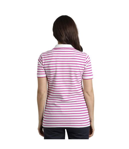 Womens/ladies janely striped pique polo shirt dark raspberry Weird Fish