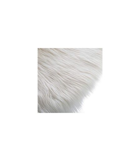 Tapis de Salon Fourrure Cercle 90cm Blanc