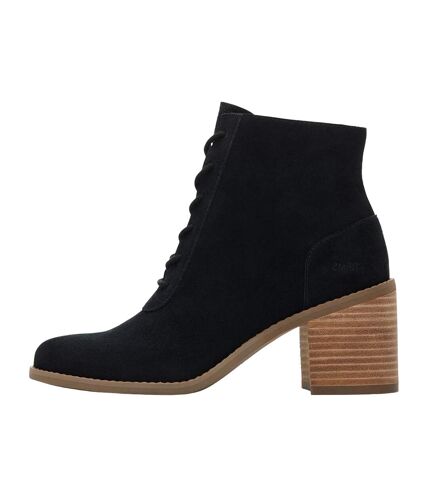 Womens/ladies evelyn suede ankle boots black Toms