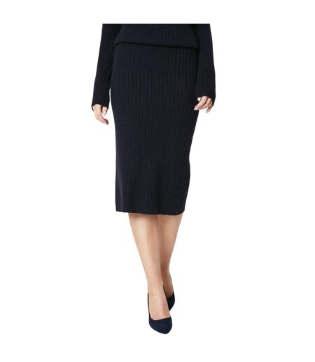 Womens/ladies ribbed skirt navy Principles