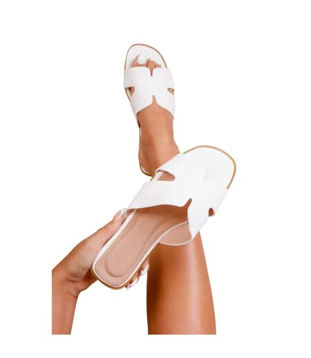 Womens/ladies Mae Instep Strap Wide Sandals White Where´s That From