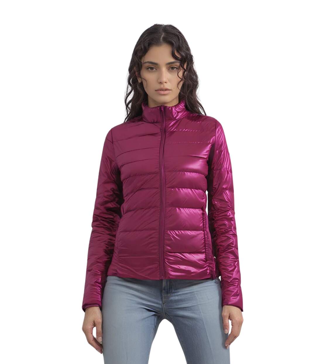 Doudoune femme légère couleur fushia - Manches longues-1