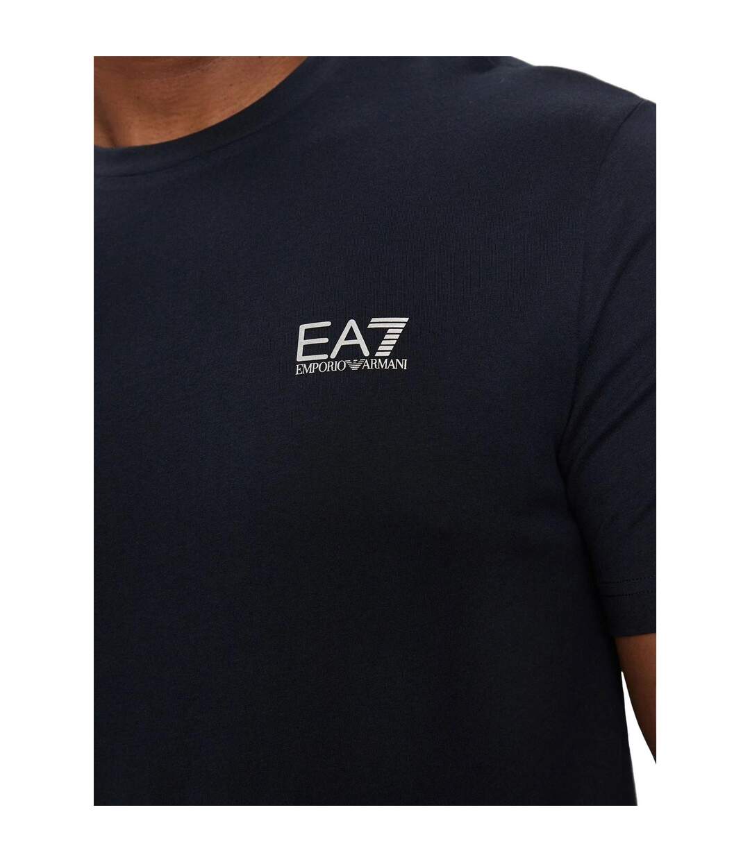 Mens Cotton Slim T-shirt Navy Silver Emporio Armani EA7-4