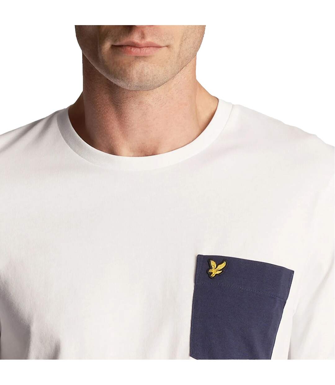 T-shirt Homme Blanc Bleu Marine Lyle & Scott-4