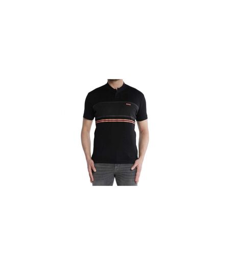 Polo Motif/style Détail Rayé Nero Homme Noir Boss