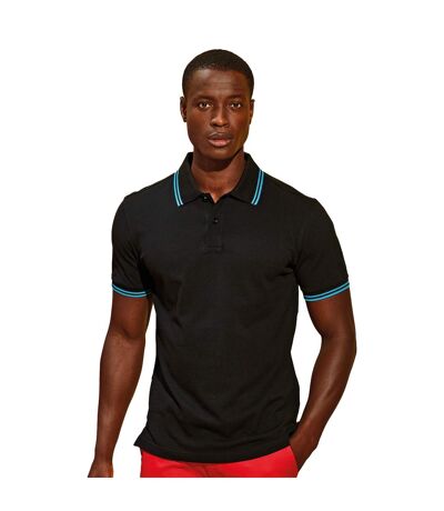 Asquith & Fox Mens Classic Fit Tipped Polo Shirt (Black/ Turquoise) - UTRW4809