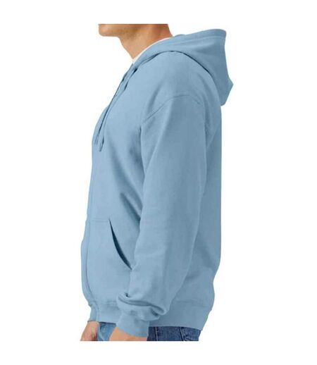 Mens softstyle fleece midweight full zip hoodie stone blue Gildan