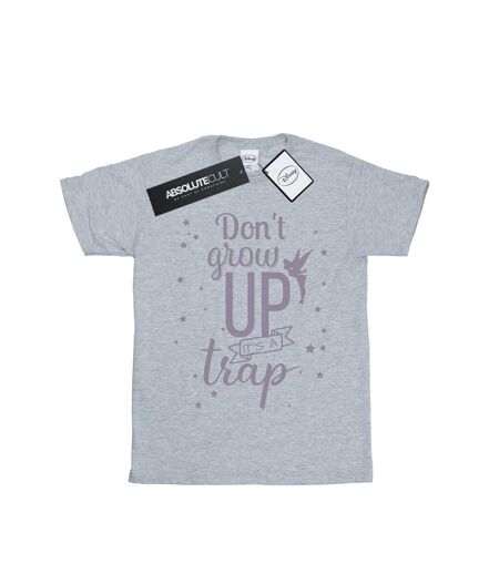 Disney Womens/Ladies Tinker Bell Don't Grow Up Cotton Boyfriend T-Shirt (Gris sportif) - UTBI46446