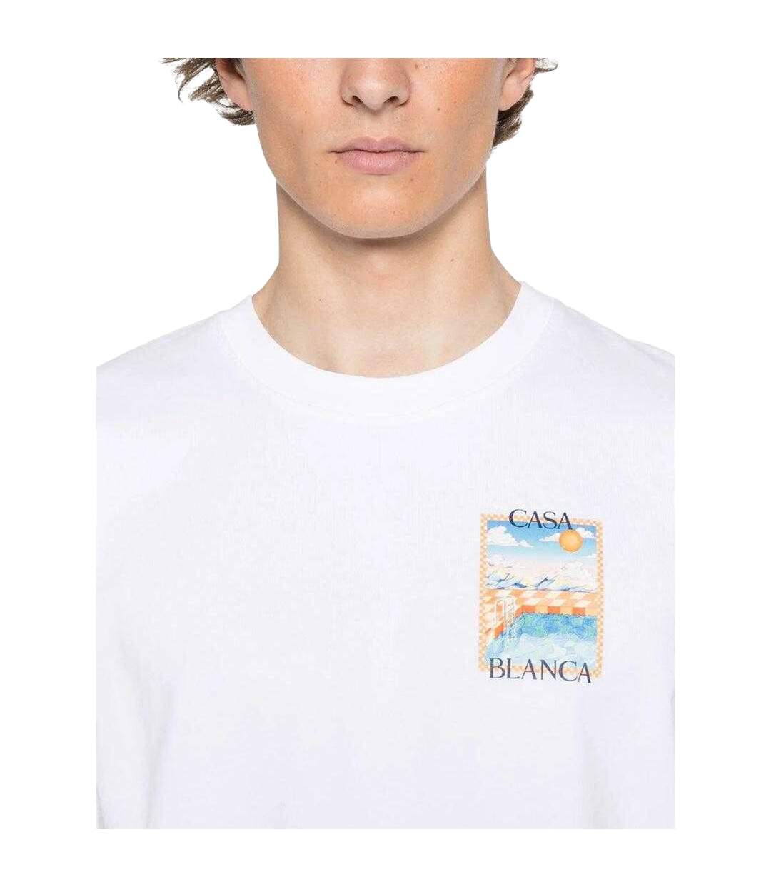 Mens Surreal Pool T-shirt White Casablanca-4