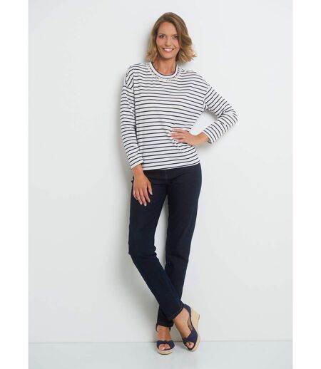 T-shirt rayures avec encolure strass