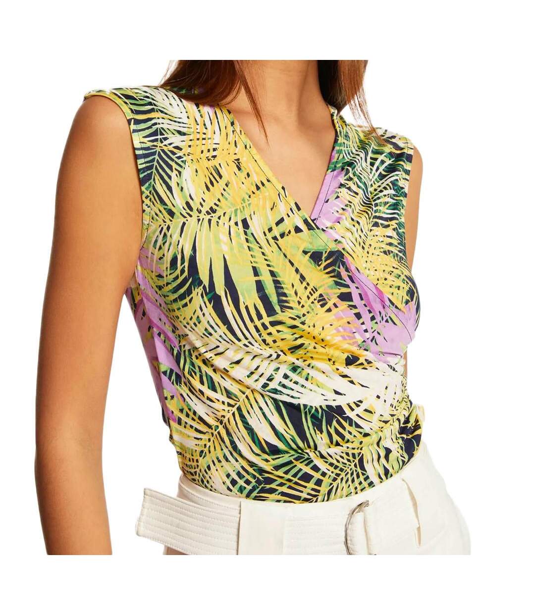 Top Vert/Violet à fleurs Femme Morgan Dlila - L-1