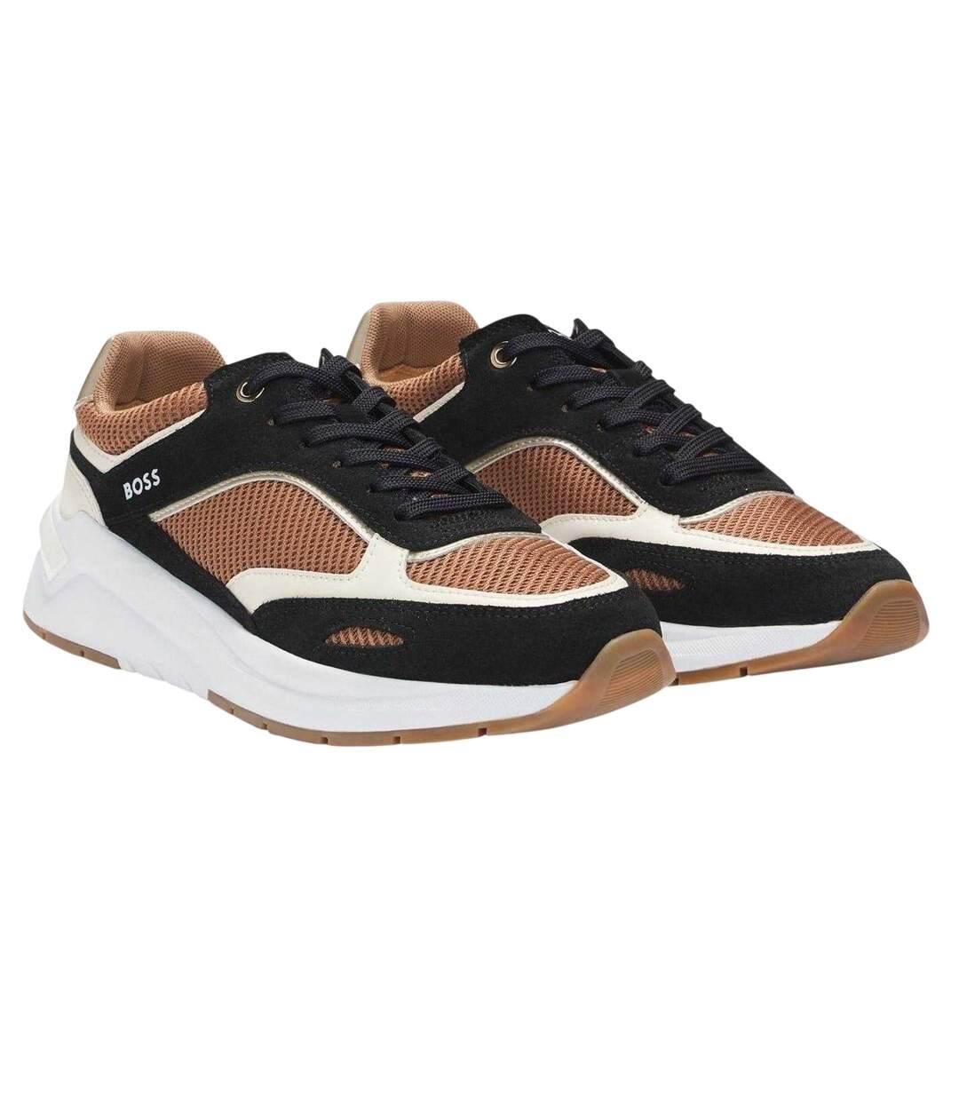 Womens/ladies Skylar Suede Trainers Medium Beige Boss-3