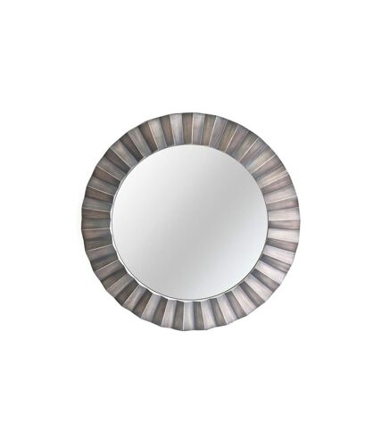 Miroir rond en métal design Flora - Diam. 80 cm - Gris/Taupe