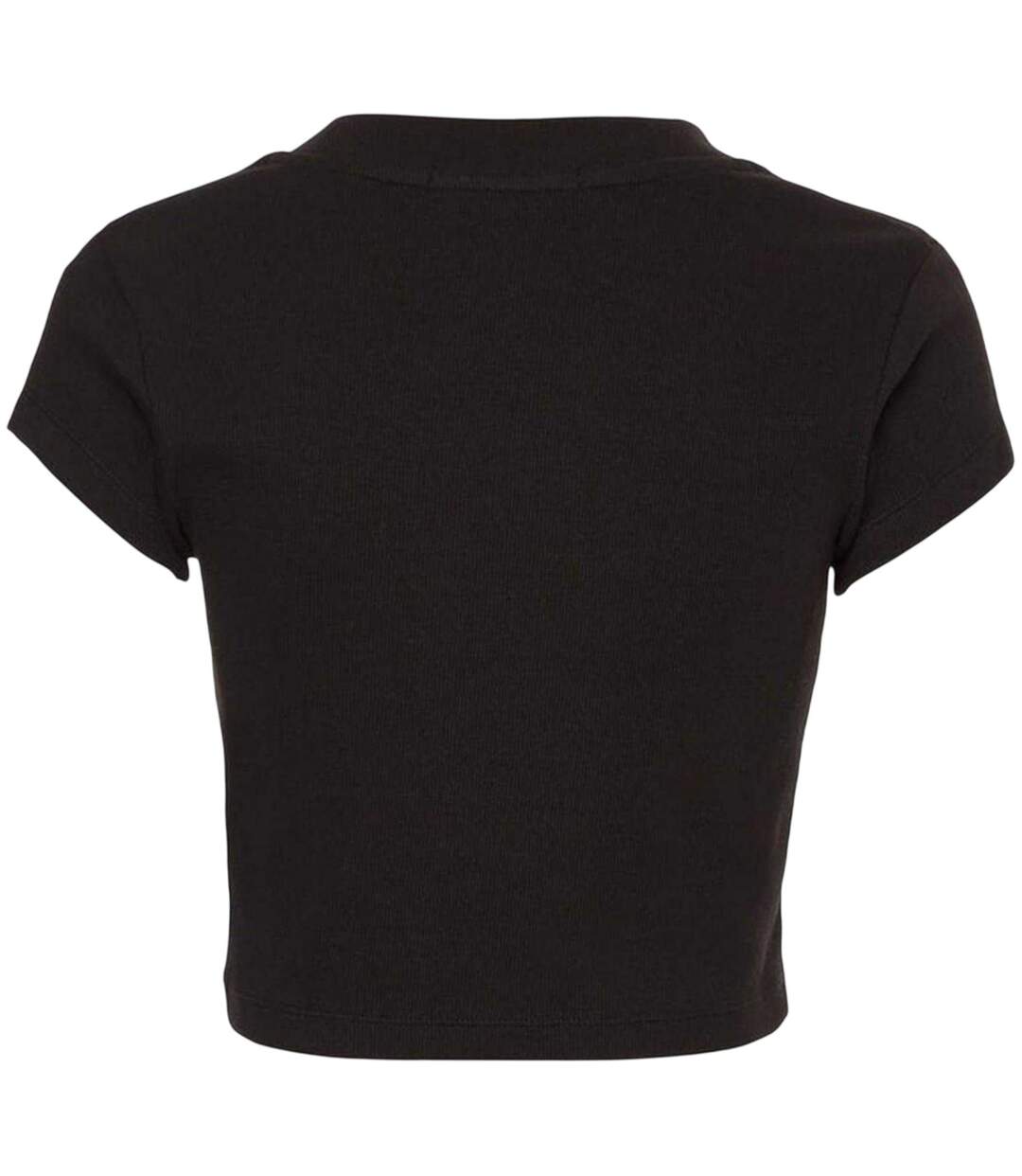 Womens/ladies Mono Ribbed Crop T-shirt Black Calvin Klein-4