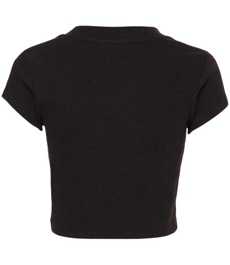 Womens/ladies Mono Ribbed Crop T-shirt Black Calvin Klein