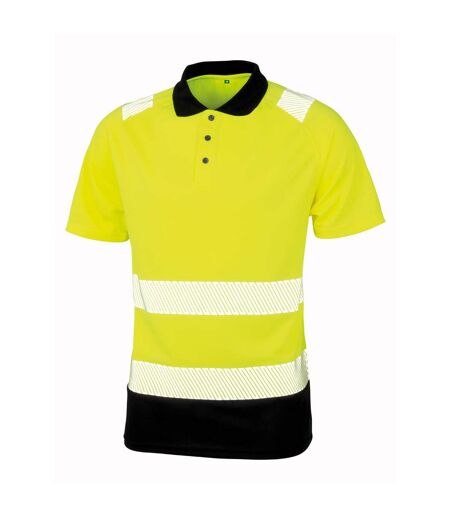 Womens/ladies safety polo shirt fluorescent yellow Result Genuine Recycled