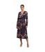 Womens/ladies Demaia V Neck Long-sleeved Midi Dress Multicoloured Boss-3
