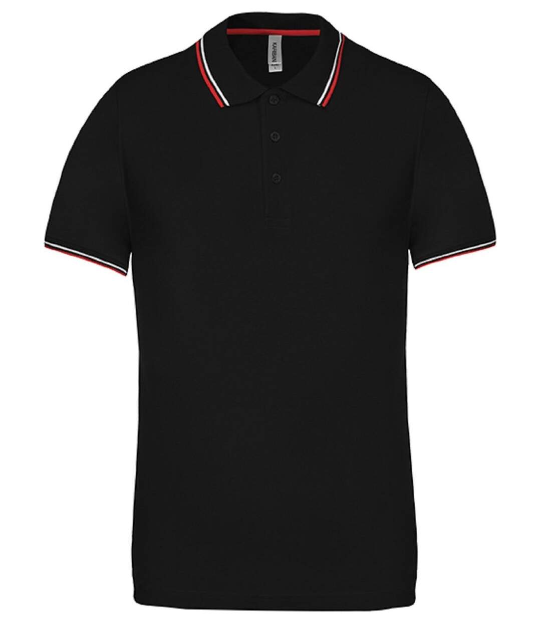 Polo bandes contrastées homme - K250 - noir - rouge-blanc - manches courtes