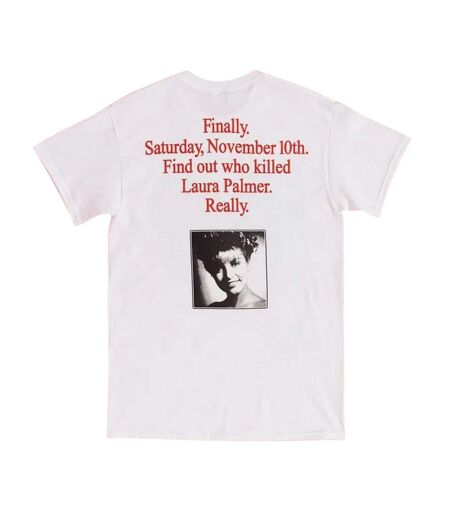 T-shirt Motif/style Imprimé Au Dos Who Killed Laura Palmer? Adulte Blanc Twin Peaks