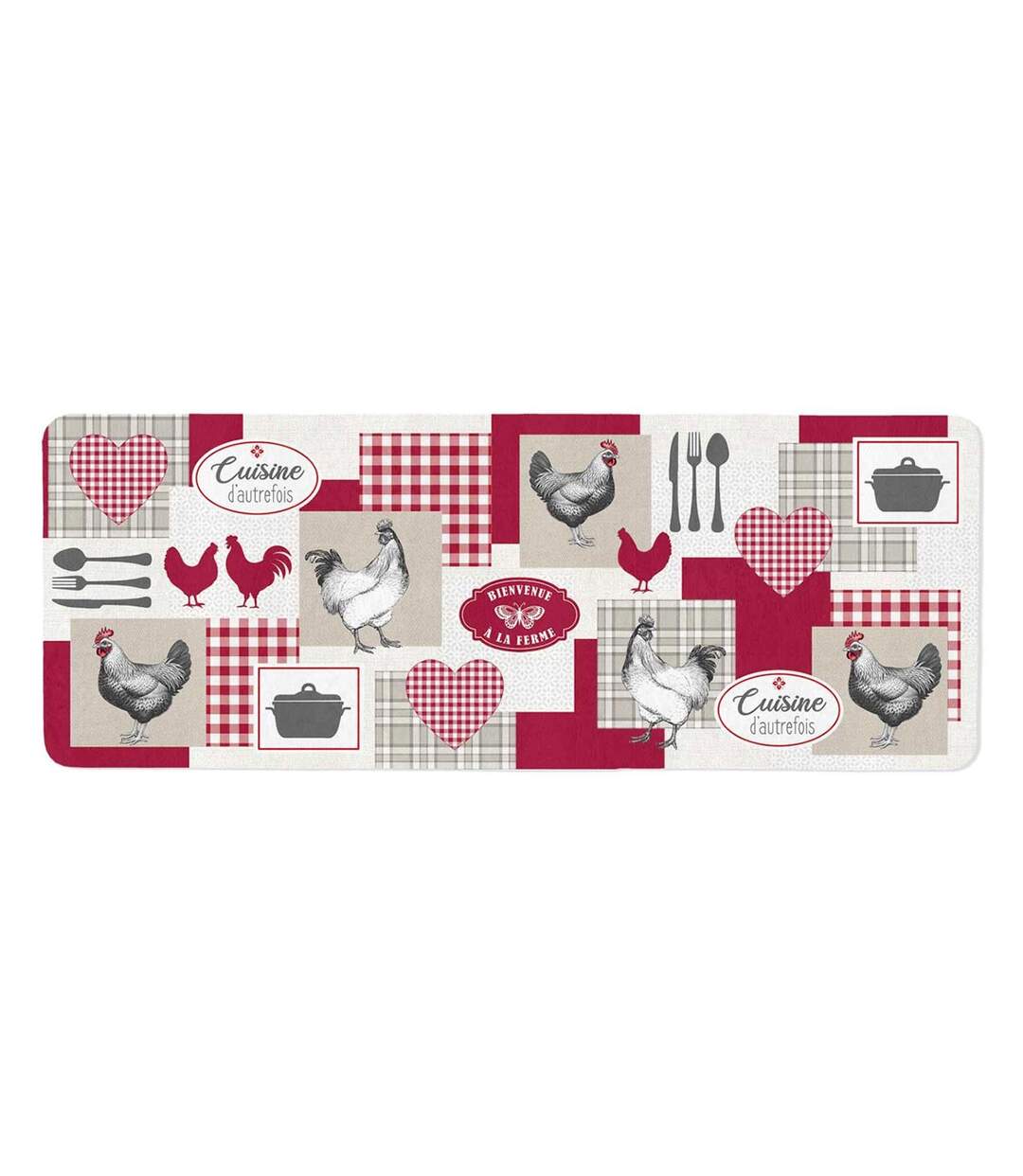 Tapis de Cuisine Mousse Vickie 45x120cm Rouge-1