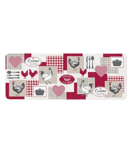 Tapis de Cuisine Mousse Vickie 45x120cm Rouge