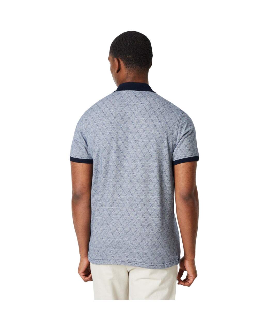 Mens Diamond Jacquard Polo Shirt Grey Maine-2