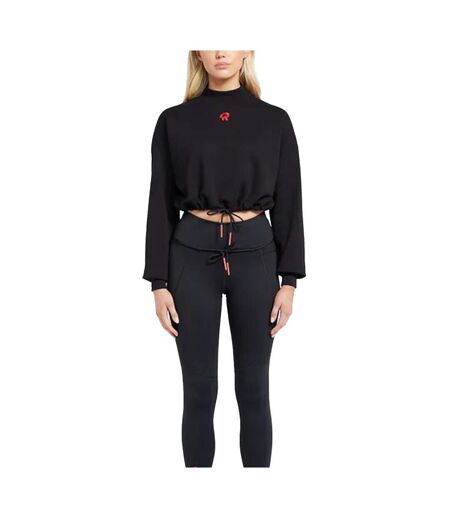 Womens/ladies Inky Crop Sweatshirt Black Red Run