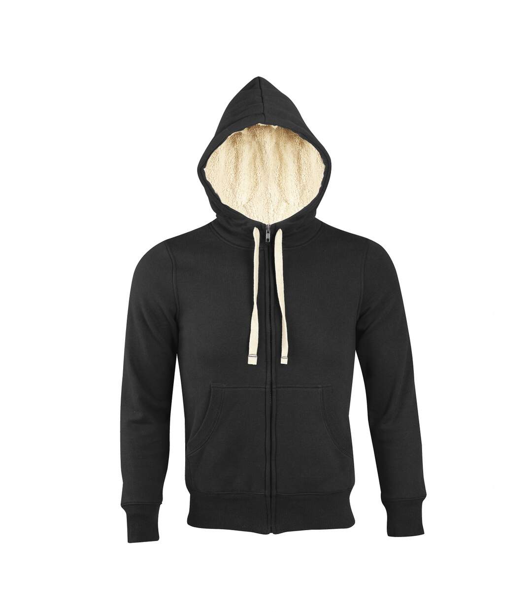 Sweat shirt capuche zippé doublé fourrure sherpa - 00584 - noir