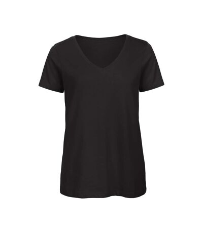 B&C Womens/Ladies Inspire Natural Cotton V Neck T-Shirt (Black) - UTRW9114