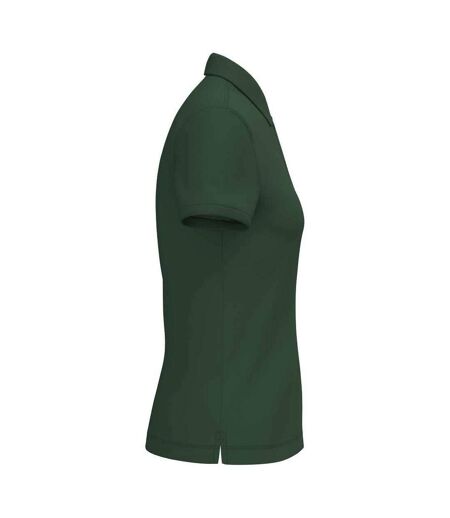 Womens/ladies Pique Polo Shirt Forest Green Native Spirit