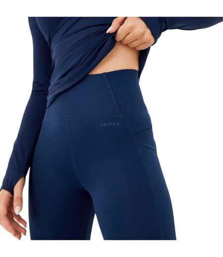 Womens/ladies Core High Rise Leggings Navy USA Pro
