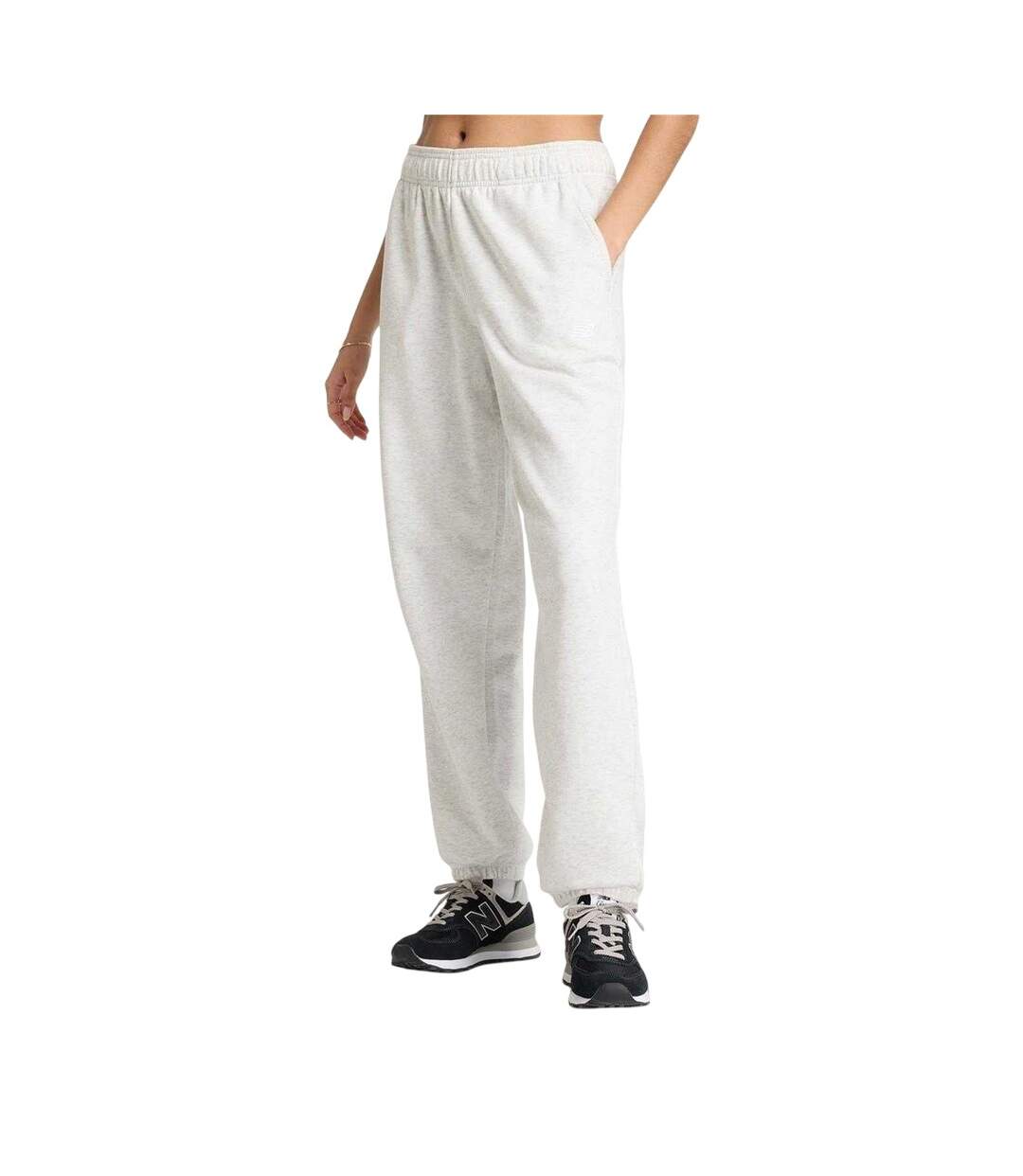 Womens/ladies Relaxed Fit Joggers Grey Marl New Balance-1